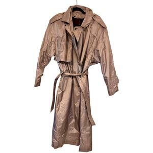 British Mist Vintage Silver/Plaid Zip Off Liner Trench Coat Size 12 Women's